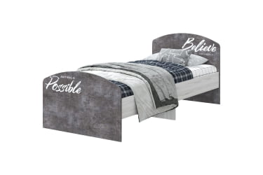 Кровать детская Оливер, 900*2000 мм, ясень анкор/камень темный с фотопечатью