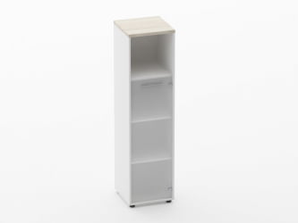 Шкаф 3 узкий 1 стеклянная дверь, с нишей Deka 10.16.16Пр Дуб Сантана светлый/Белый