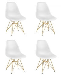 Стул обеденный ДОБРИН ДСР (ножки золотые, цвет белый (В-02)) 4 шт / DOBRIN DSR (W-02))