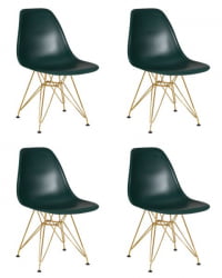 Стул обеденный ДОБРИН ДСР (ножки золотые, цвет тёмно-зеленый (Г-13)) 4 шт / DOBRIN DSR (G-13))