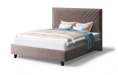 Кровать МИРА 2000*1400мм (на опорах), велюр Бренди лайт 05 (кофе), (б/основания, б/матраса)