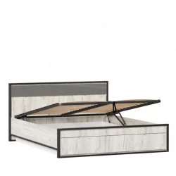 Кровать двуспальная 1600 с подъемным механизмом Техно ЛД 678.141.000.012 Дуб Крафт белый Серый шифер