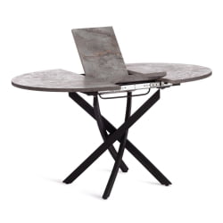 Стол MANZANA ЛДСП/HPL/металл, 100 х 100+30 х 75 см, Агат серый/черный