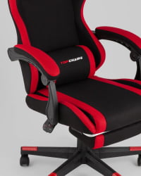Кресло спортивное TopChairs Prophet с оттоманкой ткань черно-красный