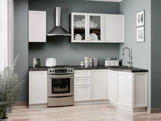 Шкаф для посуды 600 с 4 дверями Джулия ЛД 284.470.000.073 Черный Белый