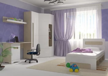 Полка в детскую Палермо Юниор 03 Ясень шимо светлый Белый глянец