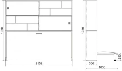 Односпальная кровать Смарт 3 с полками Белая шагрень
