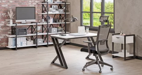 Стеллаж на колесных опорах - 3 полки LOFT  VR.L-MST.K-3.8V Металл черный Белый Бриллиант