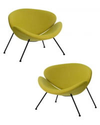 Кресло дизайнерское ДОБРИН ЕМИЛЙ (светло-зеленая ткань АФ3, черное основание) 2 шт / DOBRIN EMILY AF3,