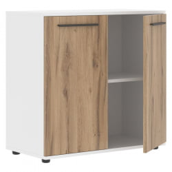 Шкаф с глухими малыми дверьми ЕДИС ЕЛCС 85.1 Дуб Денвер светлый Мокко Белый / EDIS ELCS