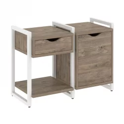 Тумба на регулируемых опорах наборная. Вариант №3 LOFT VR.L-TN-3.O Металл белый Тиквуд темный