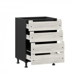 Тумба кухонная 600 с 3 ящиками ЛЮКС (4) Винченца ЛД 234.910.000.064 Тип 2 Черный Дуб Крафт белый