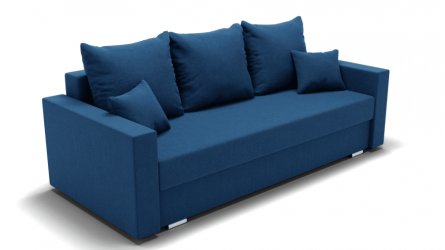 Диван с ящиком для белья Олимп-1 ПБ (ЗР) Цвет фасада: Синий; Тип: Прямой; Материал фасада: Металл/Велюр