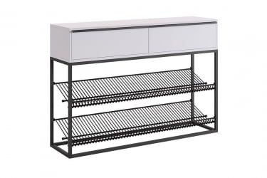 Тумба в прихожую Крафт 2 ЛМН-02 черный муар/белый / LMN-02