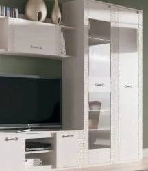 Шкаф для гостиной со стеклянными дверьми Элана 02 Бодега белая