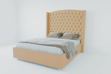 Мягкая интерьерная кровать "Берлин Люкс" без основания Материал фасада: Искусственная кожа; Спальное место: 2000х2000 мм; Цвет фасада: Бежевый; Цвет корпуса: Бежевый 