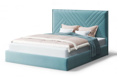 Кровать МИРА 2000*1600мм (без опор), велюр НЕО 22 (бирюзовый), (б/основания, б/матраса) / NEO