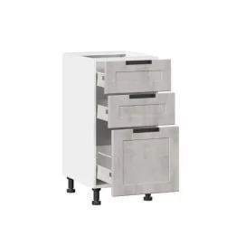 Тумба кухонная 400 с 3 ящиками ЛЮКС (4) Джамис ЛД 296.880.000.036 Белый Белый камень