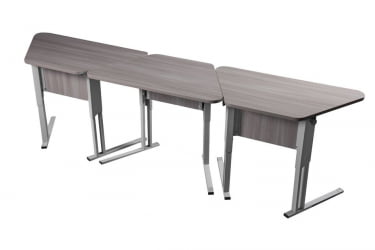 Парта одноместная трапециевидная столешница (рост 3-7) Серый/Металл Серый