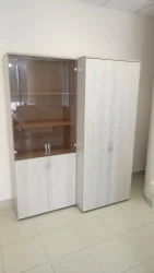 Шкаф высокий со стеклом Глассй 6.19.151 Дуб сантана светлый / Glassy