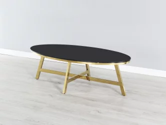Журнальный стол АЛЬБА 100x50 Золото (стекло черное)