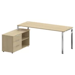 Стол рабочий руководителя с опорной тумбой левый METAL SYSTEM DIRECT БГ.СРТ-5.7 Л Акация Лорка