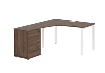 Стол эргономичный с тумбой левый EDIS EUCET 1318 L Дуб Денвер темный Белый