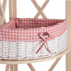 Этажерка Secret De Maison ANGULAIRE 4 ( mod. PE-05 ) дерево павловния, мдф, 34x34x158см, white (белый), ткань - красная клетка