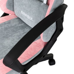 Кресло компьютерное BRABIX Forcer GM-127, 2 подушки, ткань, розовое/серое