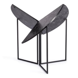 Раскладной стол YOOP (mod. 1202) ЛДСП+меламин/металл, 100 х 100 х 72 см, черный мрамор/черный