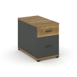 Тумба опорная/приставная с ящиком и распашным фасадом CОНCЕПТ CН.ТГО-004 Б/В Сандал Янтарный Антрацит / CONCEPT CN.TGO-004 B/W