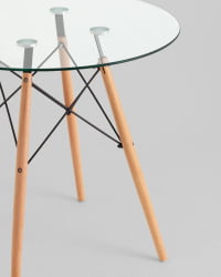 Стол круглый EAMES DSW NEW D=80 прозрачный стеклянный