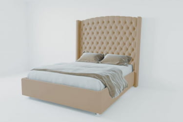 Мягкая интерьерная кровать "Берлин Люкс" без основания Материал фасада: Велюр; Спальное место: 2000х2000 мм; Цвет фасада: Светло серый; Цвет корпуса: Светло серый 