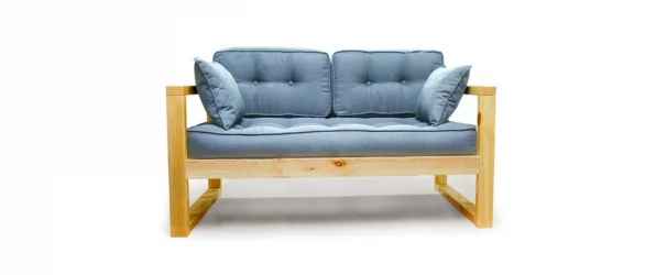 Диван для балкона двухместный DEmoku Д-2 небесно-голубой_натуральный