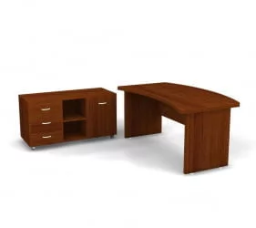 Стол руководителя с тумбой Танго СТ9-R16R + ТВ9-04R Орех