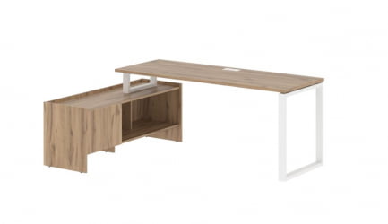 Стол с тумбой EDIS EQCT 19614 Дуб Денвер светлый Белый