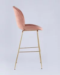 Стул барный Beetle Lite PU со спинкой Пудровый