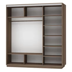 Шкаф-купе коричневый Экспресс Трио Элемент 2100х2200х Ясень шимо тёмный / 2100х2200h