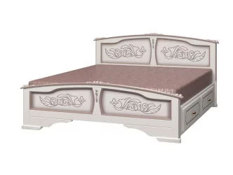 Двуспальная кровать я ящиком Елена 200х160 с выкатными ящиками Дуб молочный