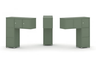 Надставка на стол низкая двухсторонняя + задняя стенка (5 шт.) + блок с 1-м ящиком (2 шт.) + распашной фасад (3 шт.) CОНCЕПТ CН.ДНН-006 Кобо Белый металл / CONCEPT CN.DNN-006