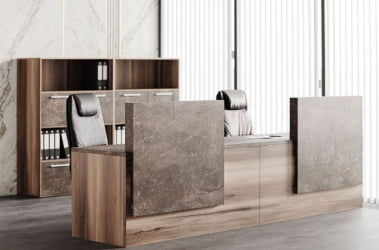 Шкаф средний 3 створки, с нишей B-TONE BTN36152242 Вяз Бетон темный