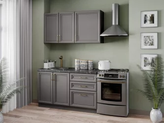 Тумба кухонная 600 с 3 ящиками ЛЮКС (4) Джелатто ЛД 241.910.000.164 Черный Оникс серый