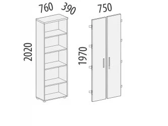 Стеллаж закрытый Альфа 62 131 Орех Пегас