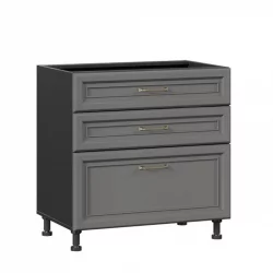 Тумба кухонная 800 с 3 ящиками ЛЮКС (4) Джелатто ЛД 241.930.000.166 Черный Оникс серый