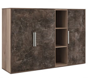 Шкаф средний 3 створки, с нишей B-TONE BTN36152242 Вяз Бетон темный