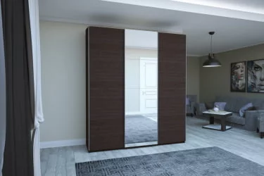 Трехстворчатый шкаф Прайм 1800 ДСП/Зеркало/ДСП Венге