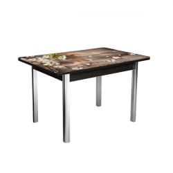 Стол нераздвижной 1,2 Победа, СТЕКЛО, опоры полуовал ХРОМ, Венге/128947691_78924