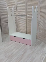 Стеллаж-вешалка Зайка Белый-Розовый