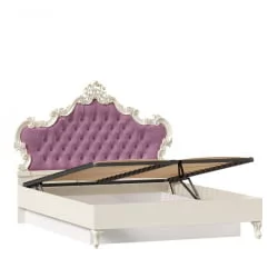 Кровать двуспальная 1600 с подъемным механизмом с мягким изголовьем Маркиза ЛД 517.340.000.001 Алебастр Шампань Сиреневый