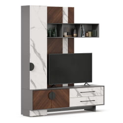 Тумба ТВ комбинированная Вилена ЛД 138.130.000 Оникс Серый/Орех/Монте белый